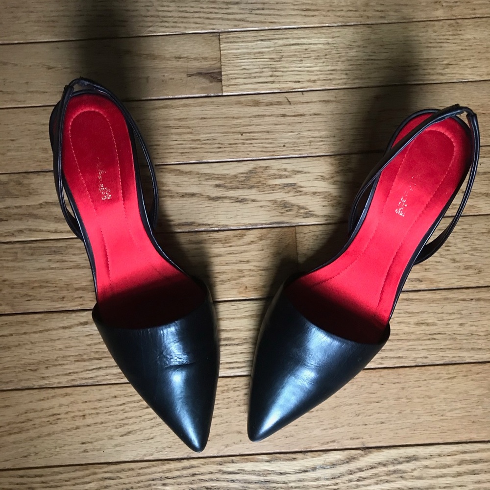 DVF Black leather heels with strap